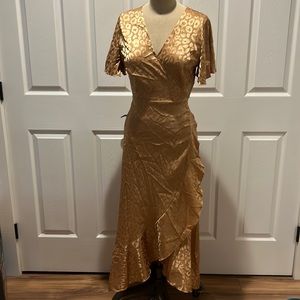Gold wrap dress